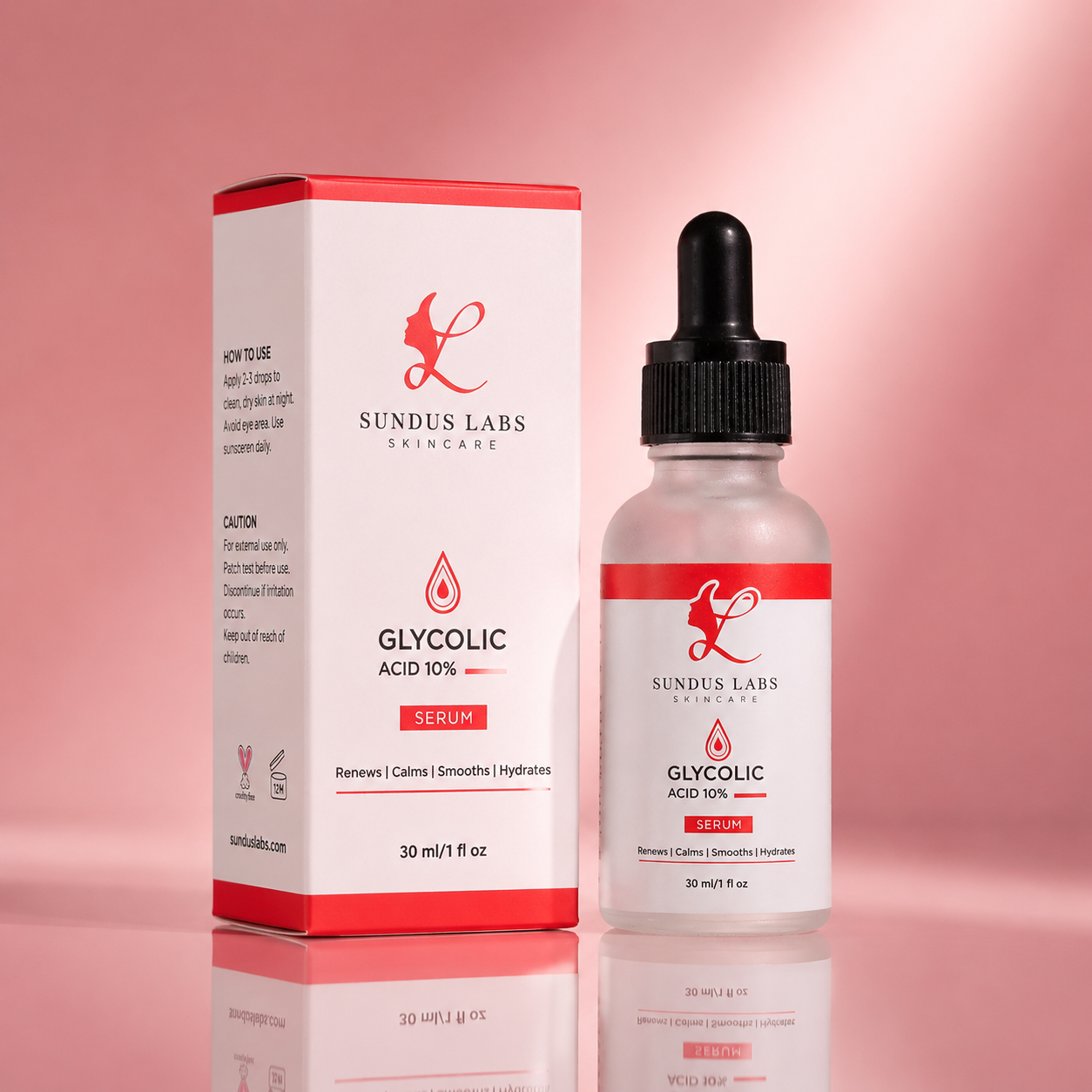 Sundus Labs Glycolic Acid 10% Serum | Exfoliating & Brightening Face Serum